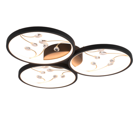 Φωτιστικό Οροφής Trio Lighting GROOVY , 30W · 3600lm, 3000K Μαύρο Ματ Μεταλλικό, Step Dimmable - 642110332